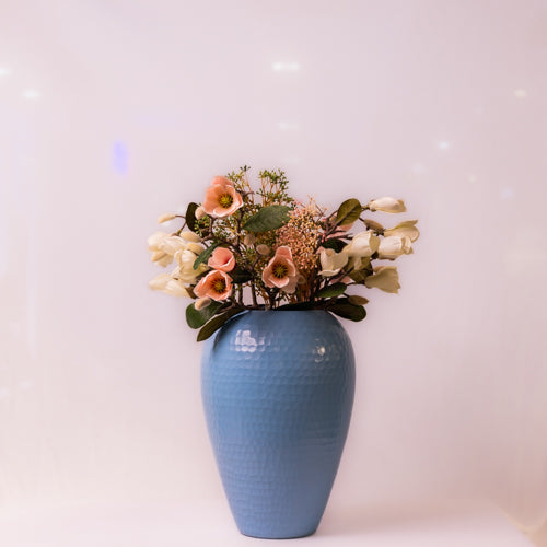 Sky Blue Hammered Texture Glass Vase