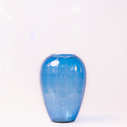 Aqua Striped Glass Vase