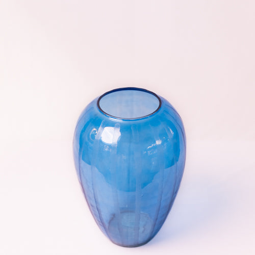 Aqua Striped Glass Vase