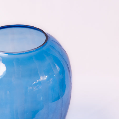 Aqua Striped Glass Vase