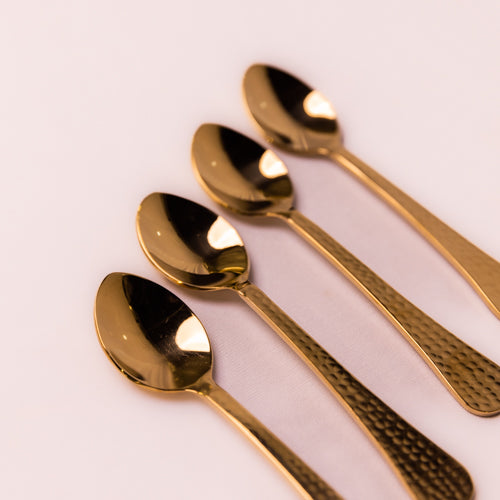 Set Of 4 Hammered Teaspoons