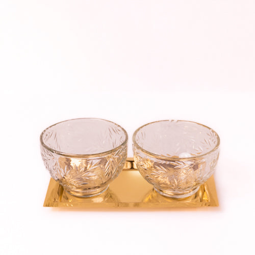 Set Of 2 Glass Jars On A Metal Tray