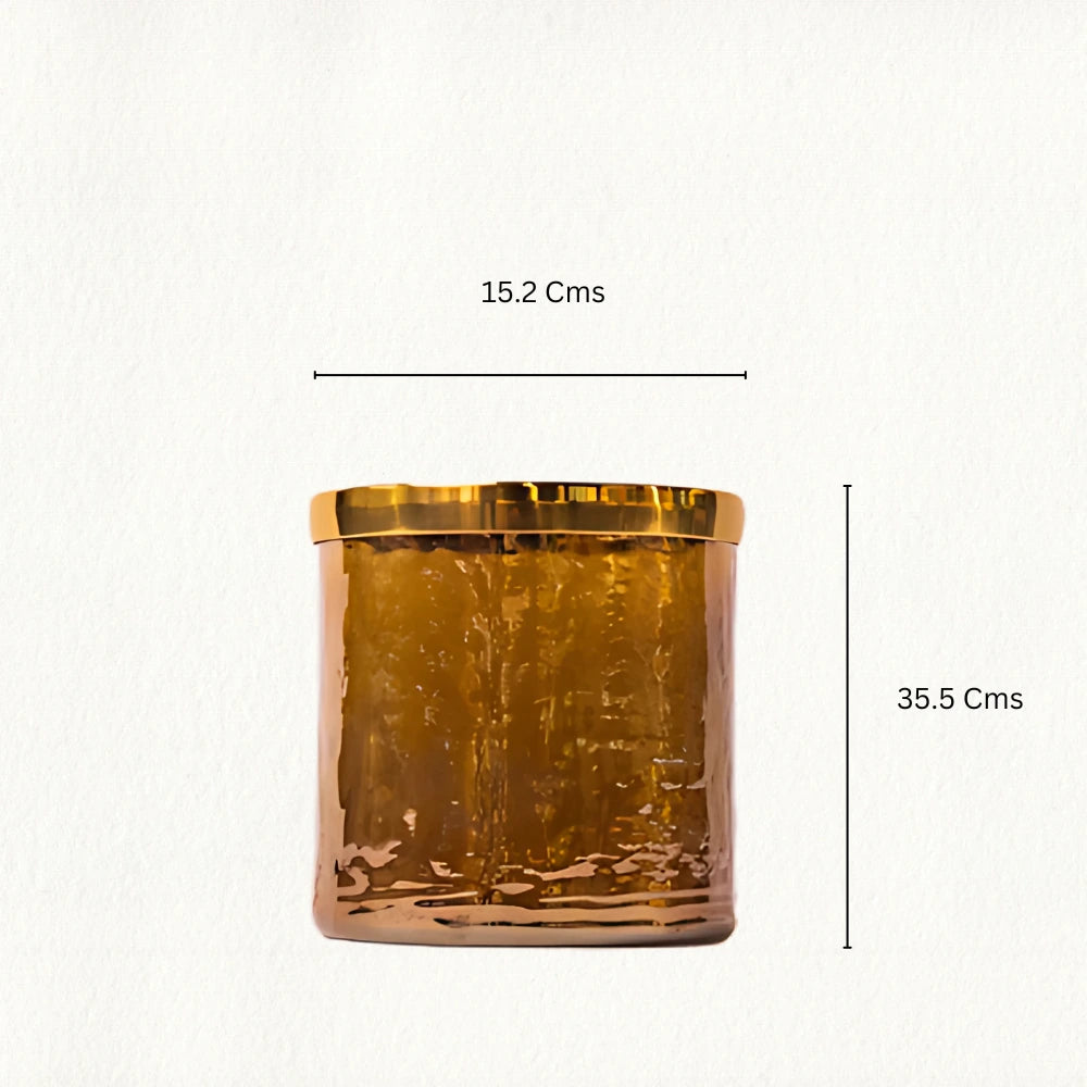 Black Glass T - Light Holder With Gold Metal Rim Dimensions