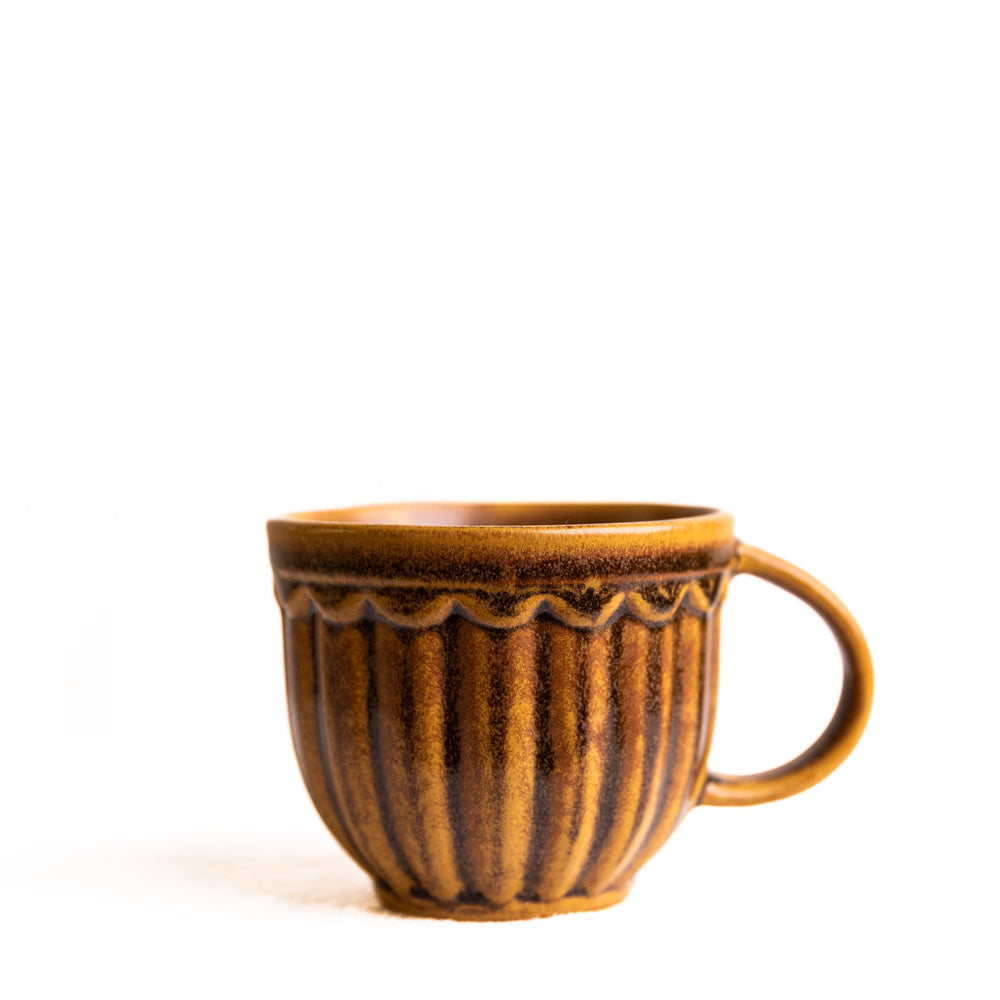 Chocolate Brown Ribbed Ceramic Mug