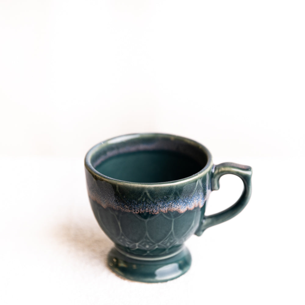 Floral Green Large Ceramic Mug