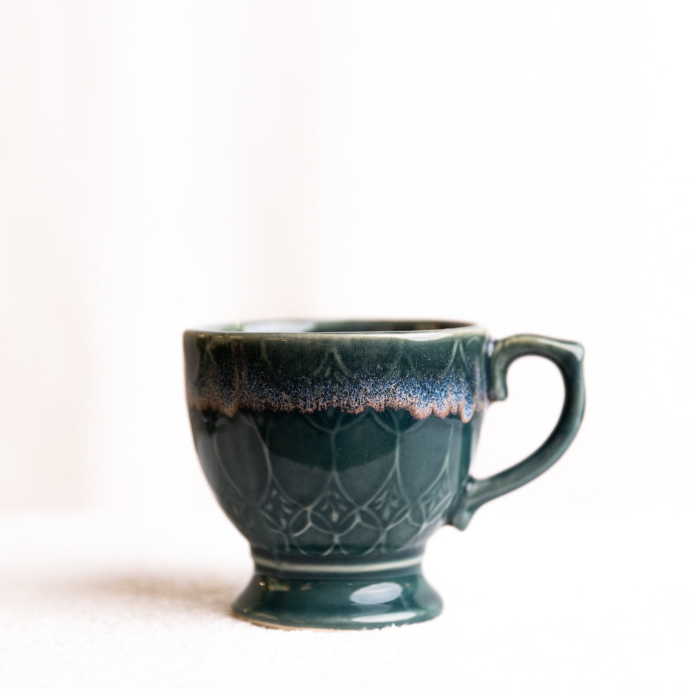 Floral Green Large Ceramic Mug