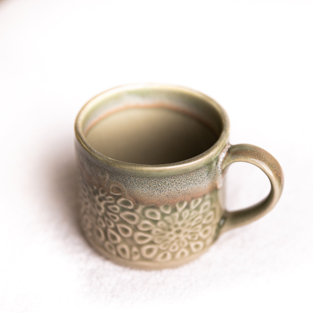 Light Green Floral Ceramic Mug