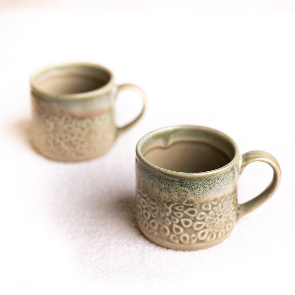 Light Green Floral Ceramic Mug