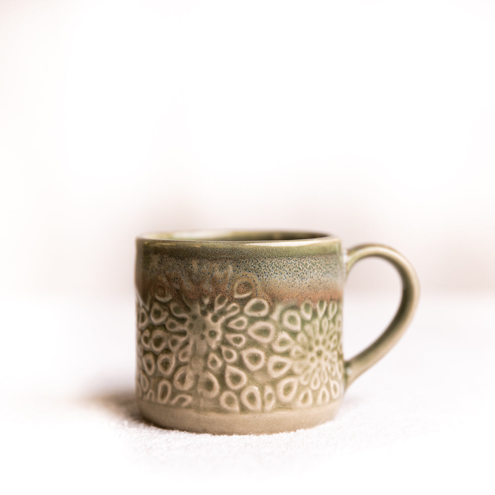 Light Green Floral Ceramic Mug