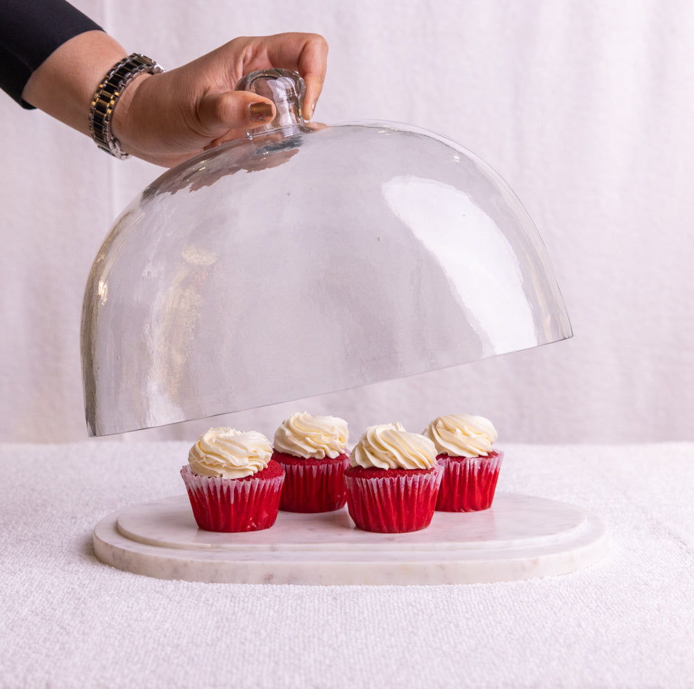 Oval Glass Cloche On Marble Base