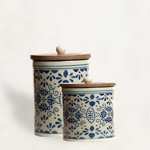 Blue & White Hand Painted Jar - S