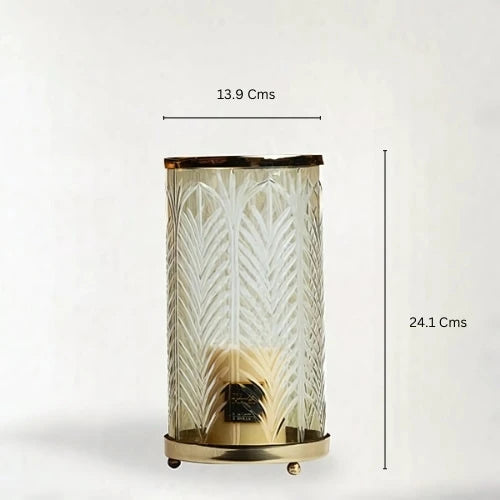 Gold Glass Pillar Hurricane