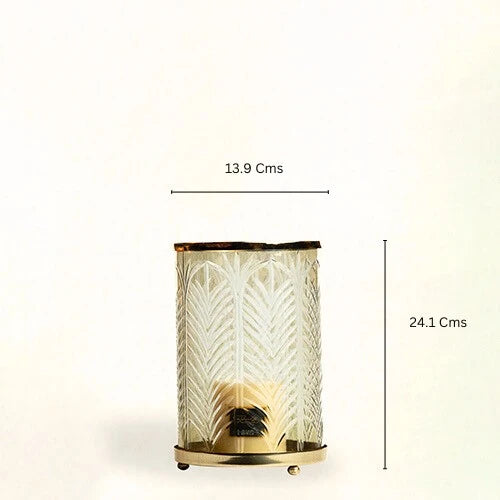 Gold Glass Pillar Hurricane