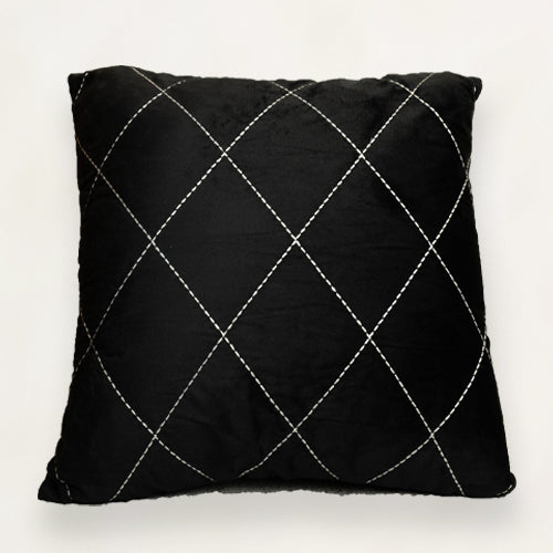 Black Diamond Quilted Cushion Cover