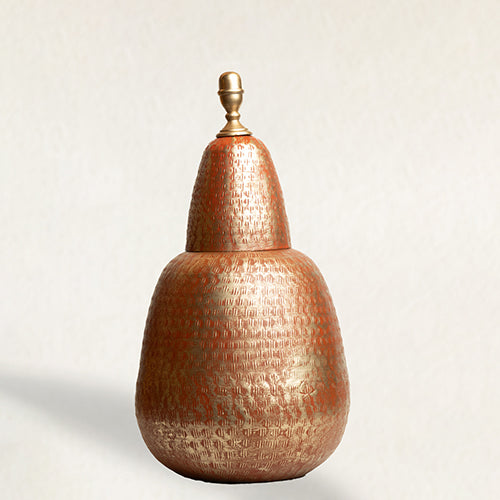 Mandarin Metal Decorative Urn Fiery Red