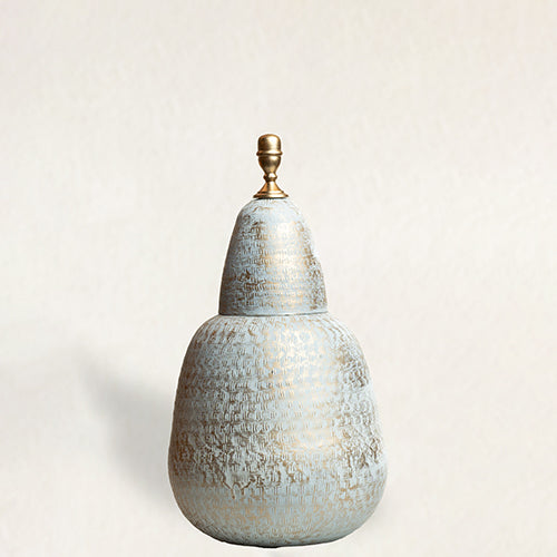 Mandarin Metal Decorative Urn Ivory White