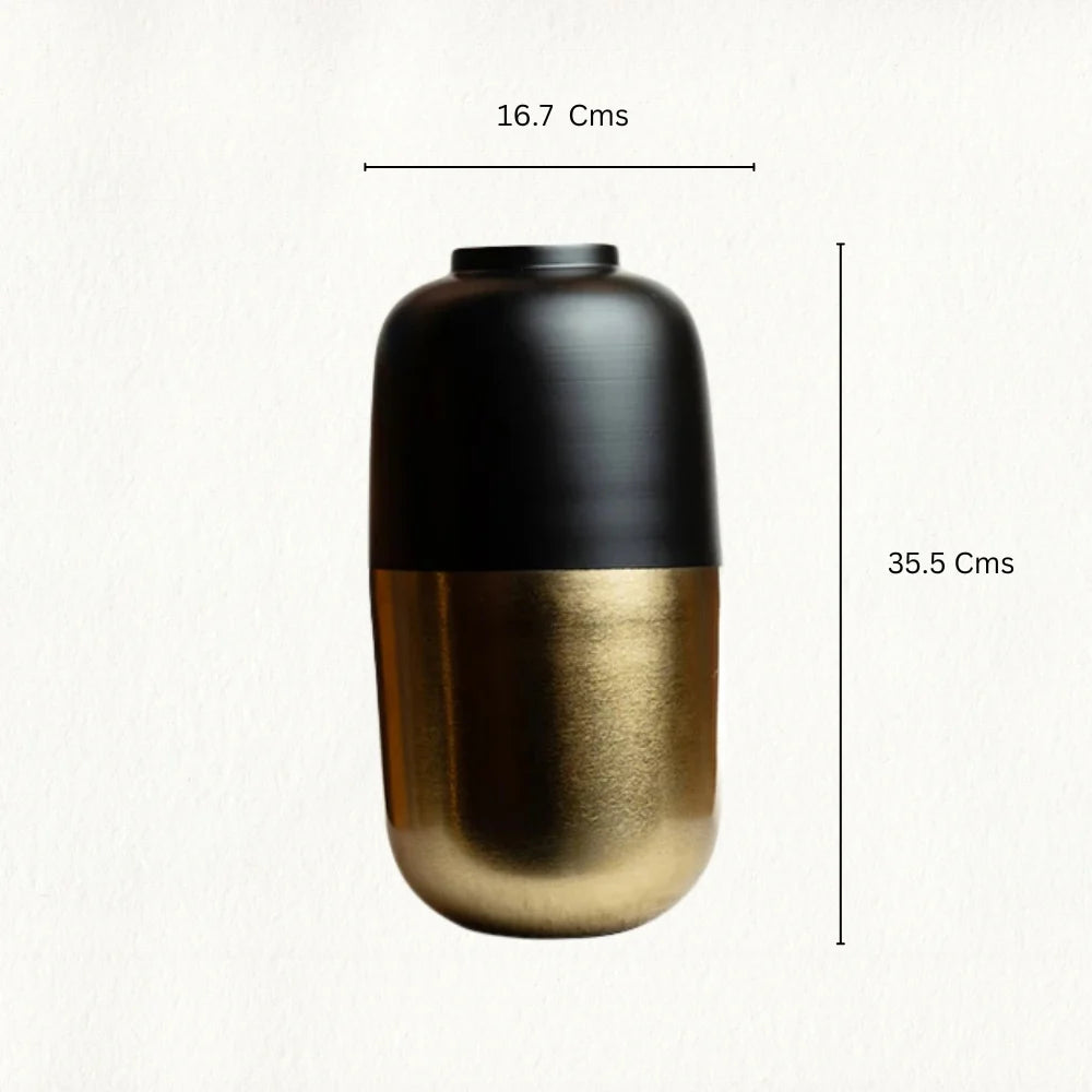 Black & Gold Metal Vase