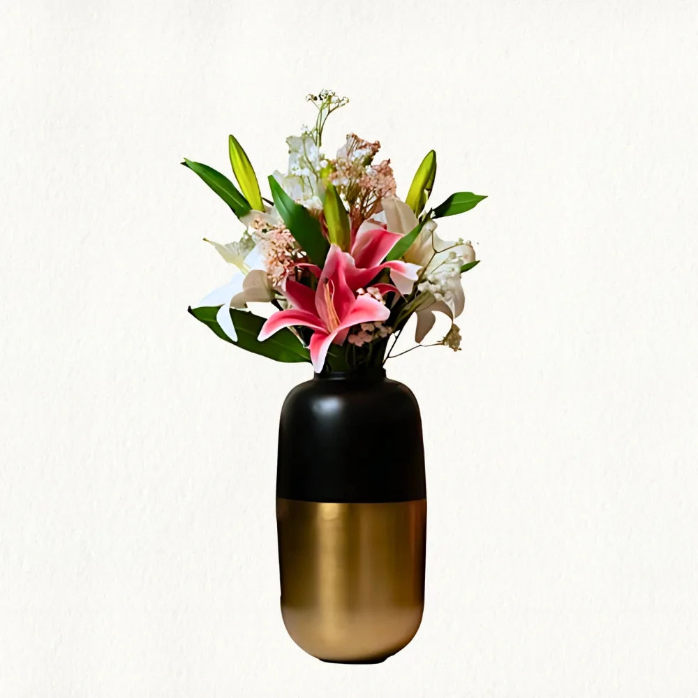 Black & Gold Metal Vase