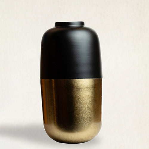 Black & Gold Metal Vase