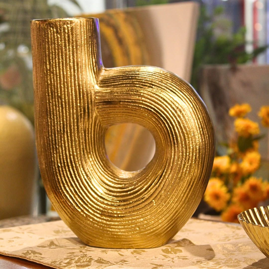 Gold Metal Curved Vase