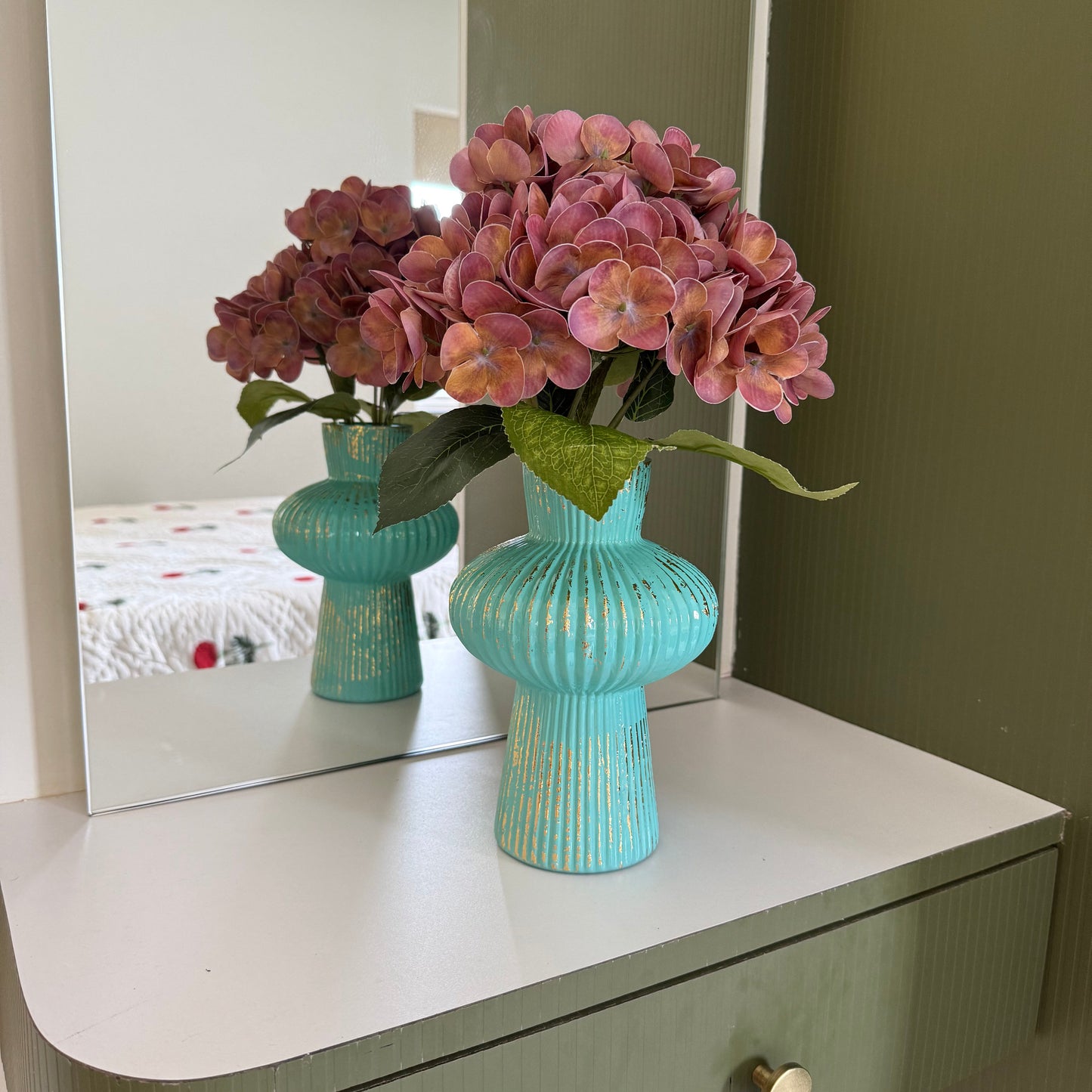 Turquoise Blue Round Narrow Mouth Vase