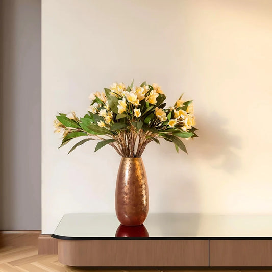 Maroon Oval Metal Vase