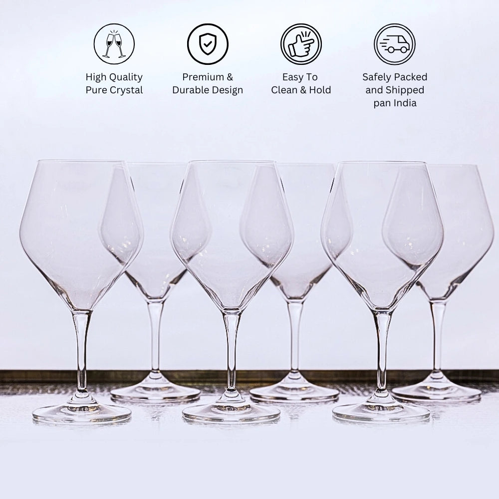 Set Of 6 Gavia Clear Red Wine Glasses