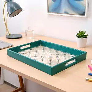 Green Faux Leather Tray