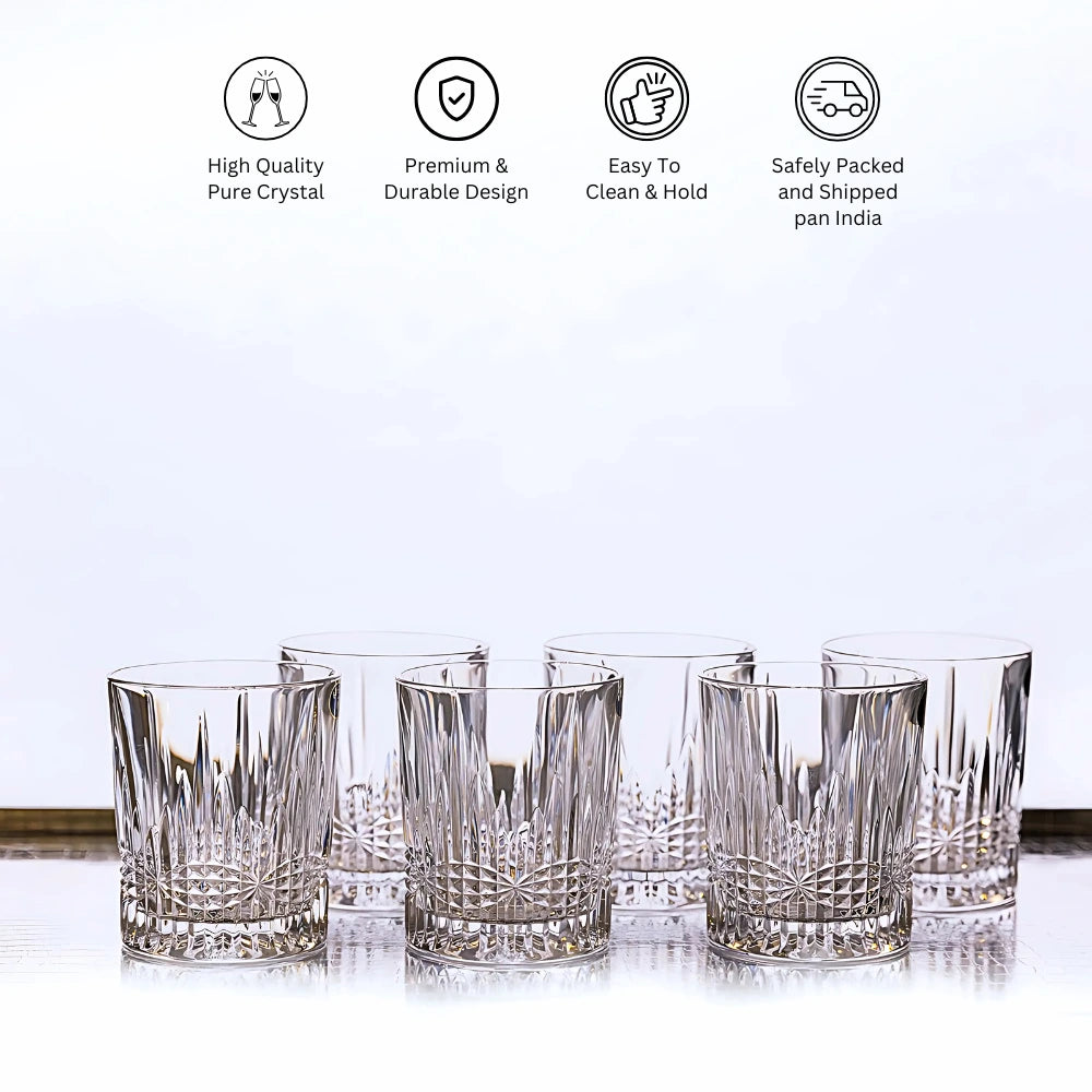 Set Of 6 Vibes Clear Whiskey Glasses