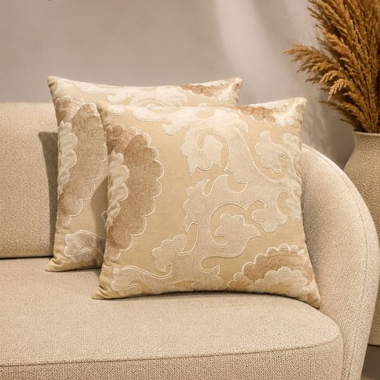 Off-White Appliqué Cushion Cover