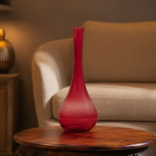 Magenta Pink Narrow Neck Glass Vase