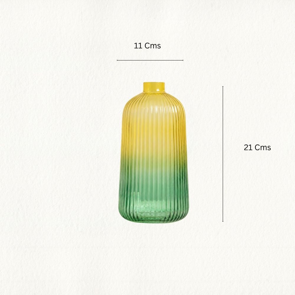 Shaded Blush Green Ribbed Vase