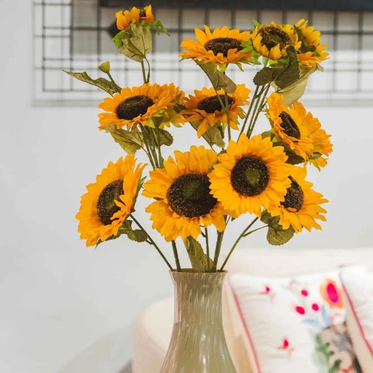 Artificial Yellow Sunflower Stem - Single