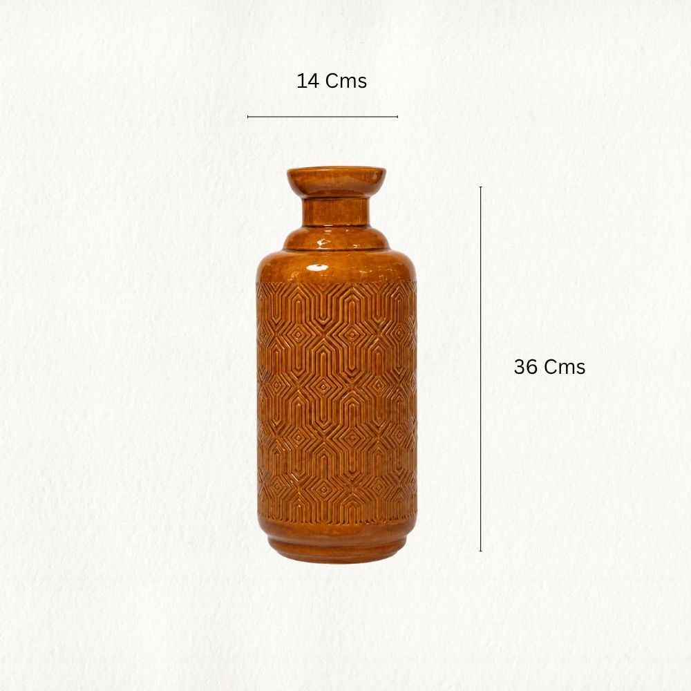 Brown Ceramic Bottle Vase