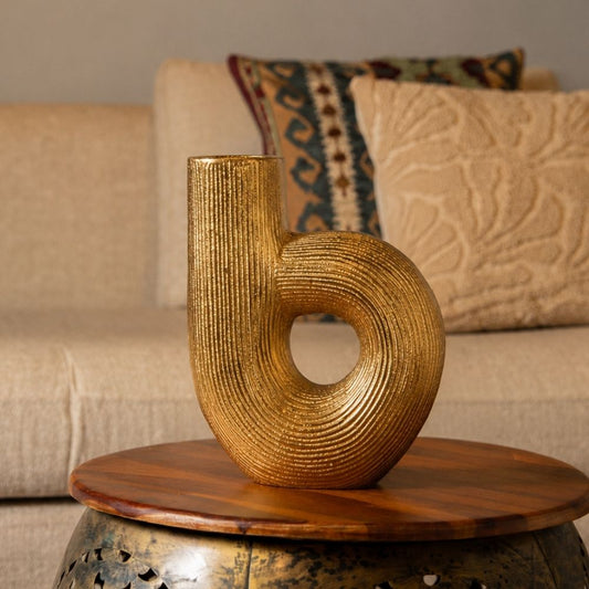Gold Metal Curved Vase