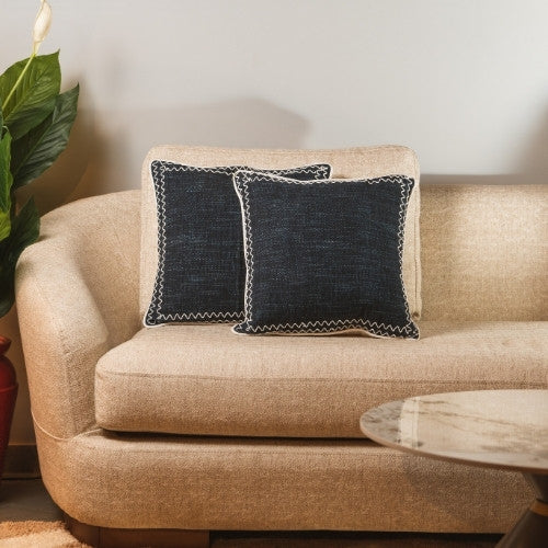 Indigo Blue Threadwork Cushion Cover