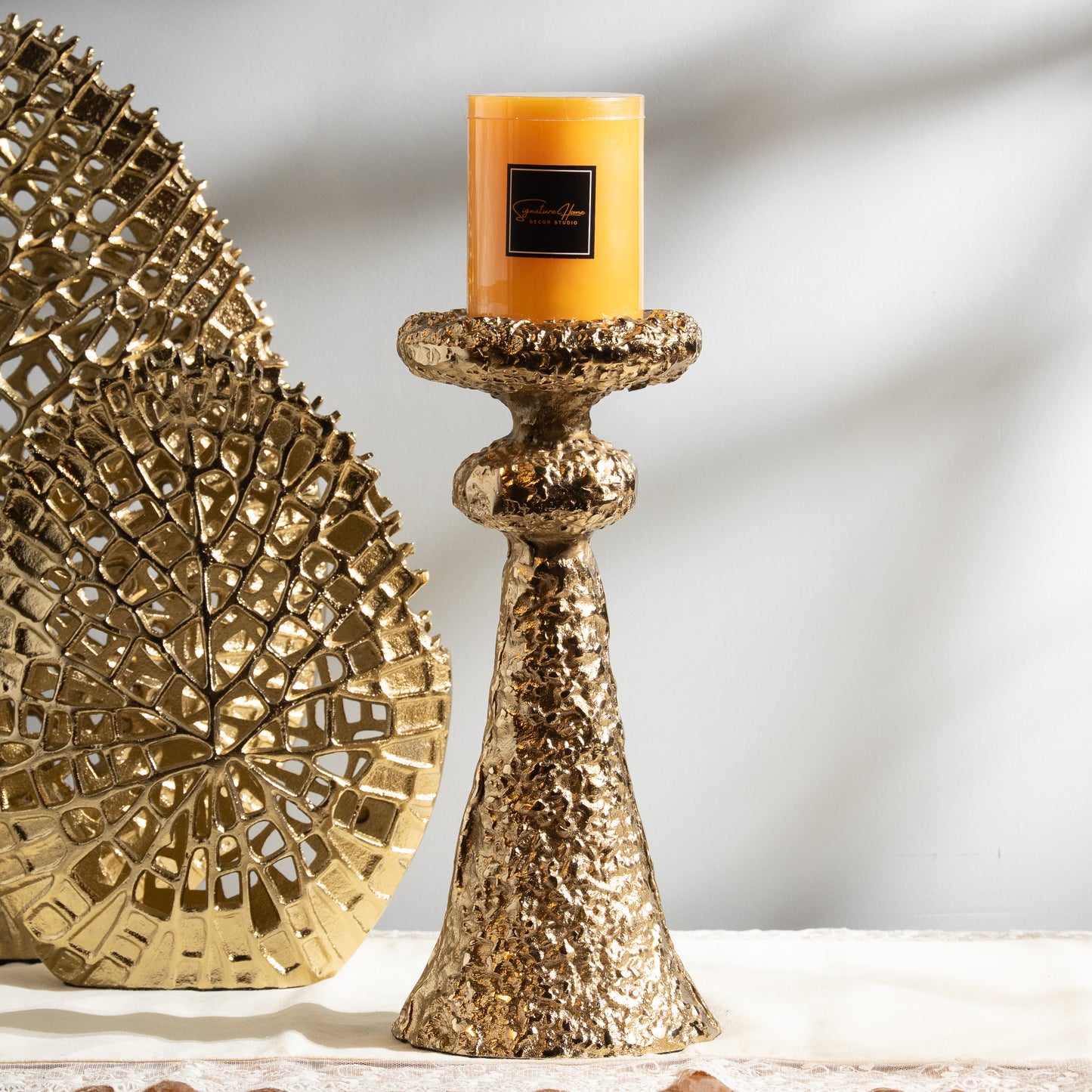 Gold Large Foot Candle Holder
