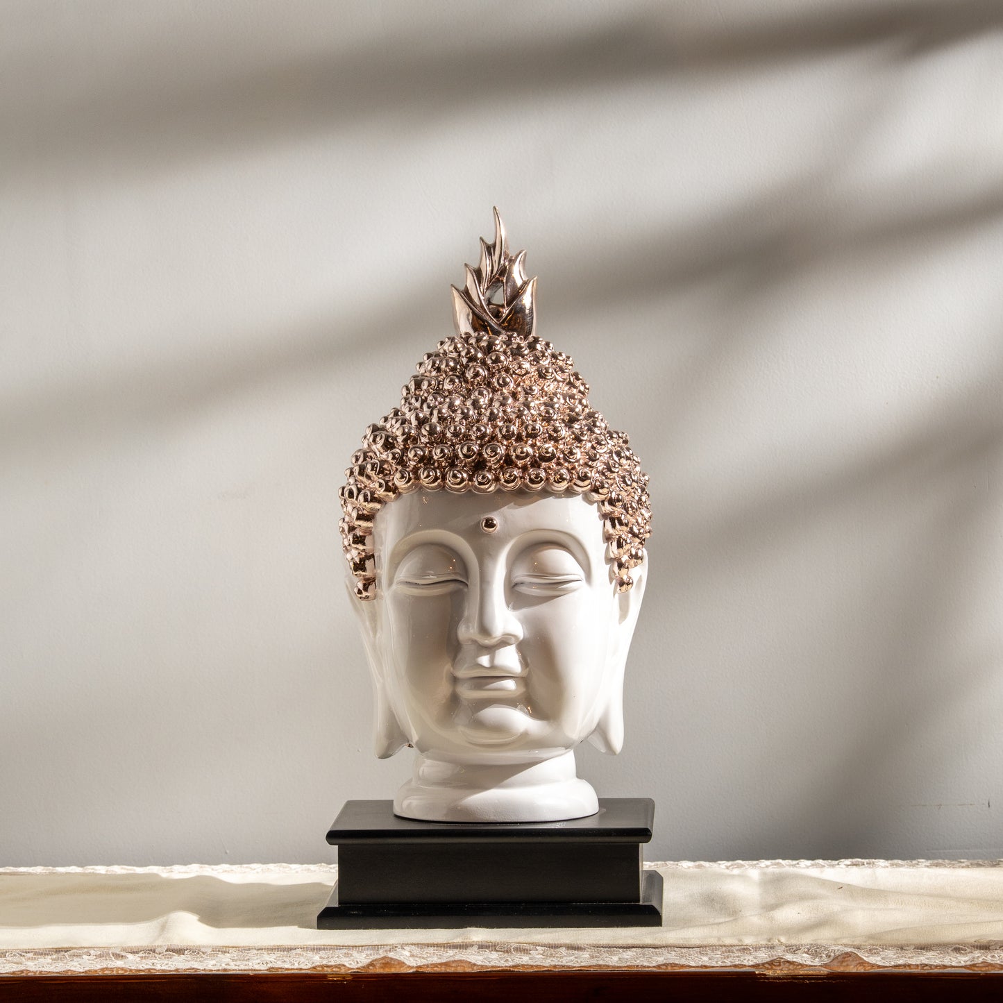 Silver & White Buddha Head