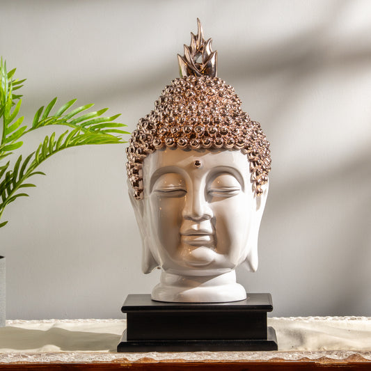Silver & White Buddha Head