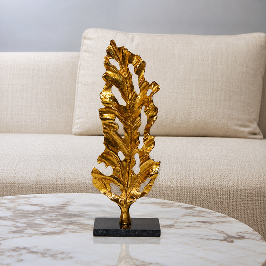 Gold Leaf on Black Marble Base