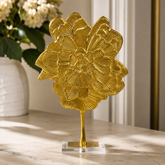 Gold Round Flower on Stand