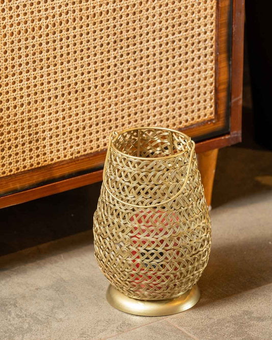 Gold Mesh Metal Lantern