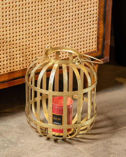 Gold Stripped Metal Lantern