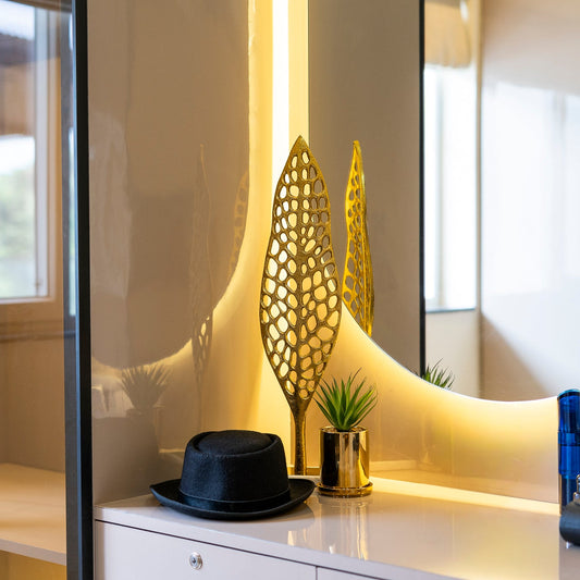 Gold Long Monstera on Stand