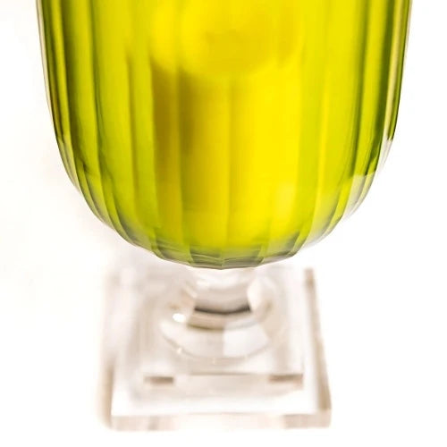 Lime Ribbed Glass Candle holder