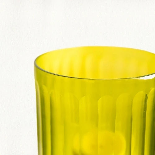 Lime Ribbed Glass Candle holder