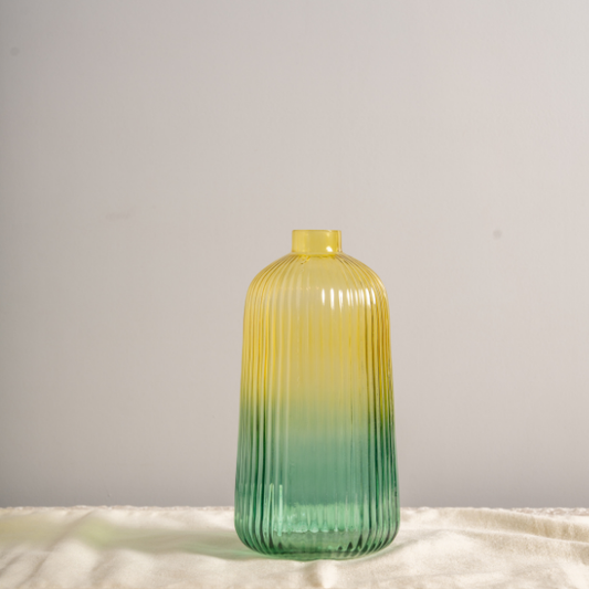 Shaded Blush Green Ribbed Vase