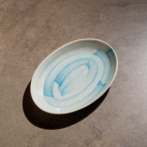 Blue Oval Ceramic Platter