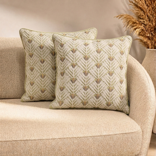 Pista Green Cushion Cover with Cord Embroidery