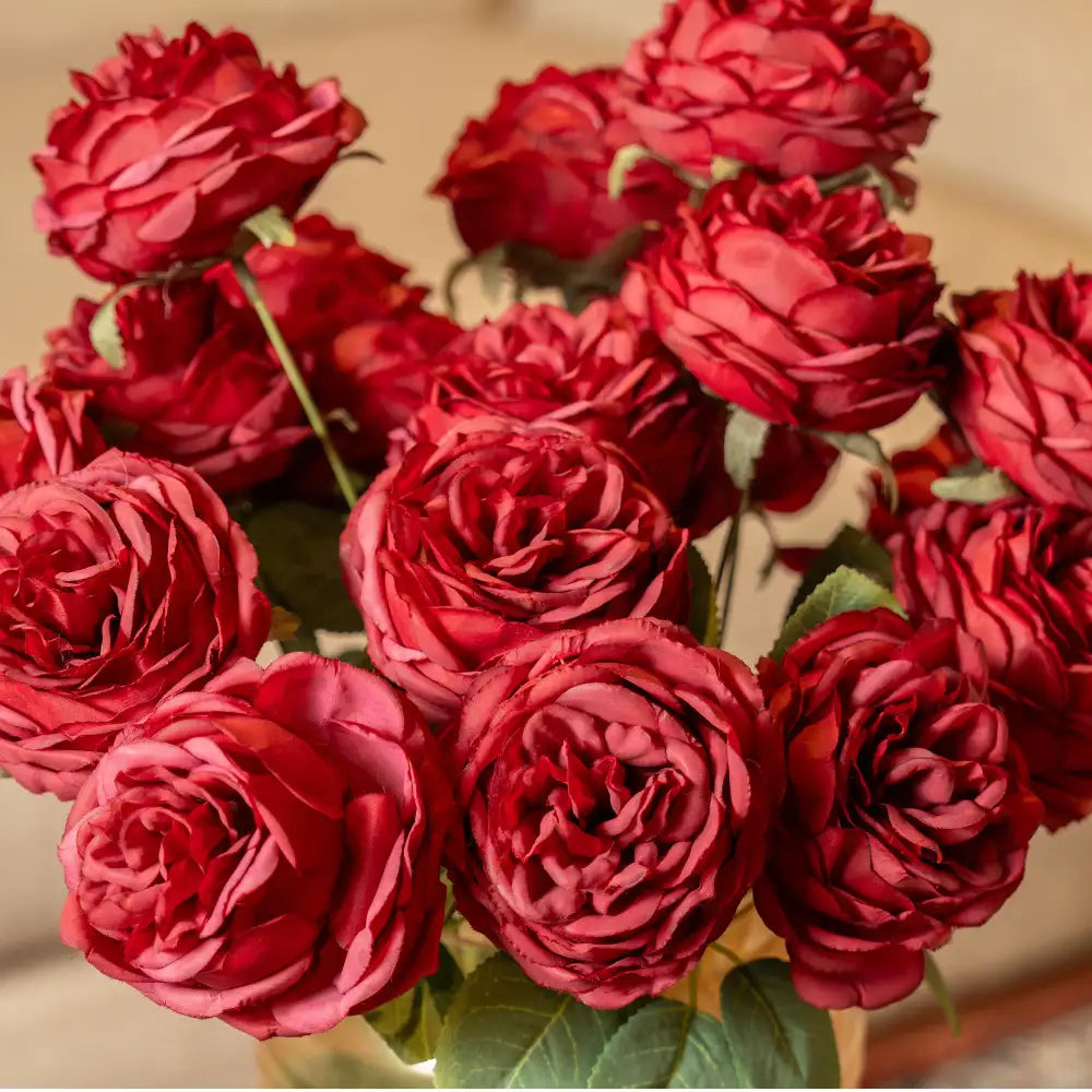 Red Rose Flower Bunch Close Up